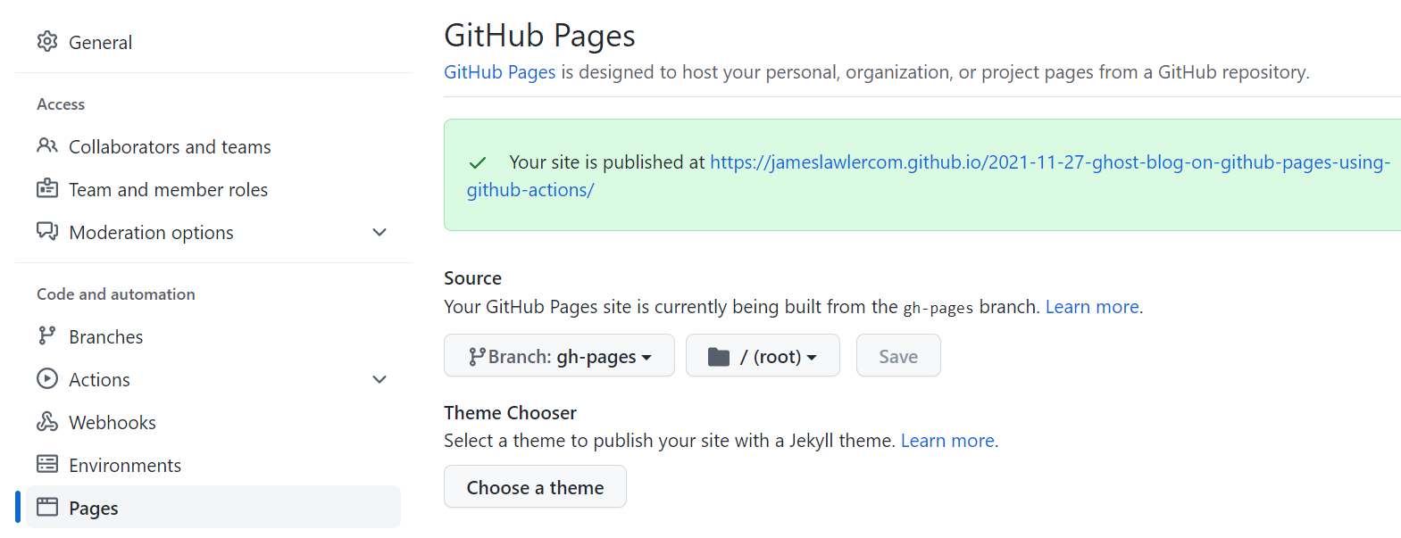ghost github actions